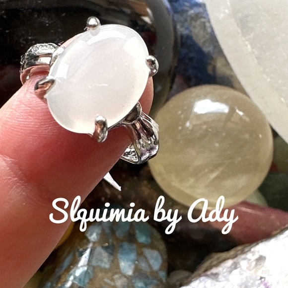 White Quartz silver gem ring - Picture 1 of 3